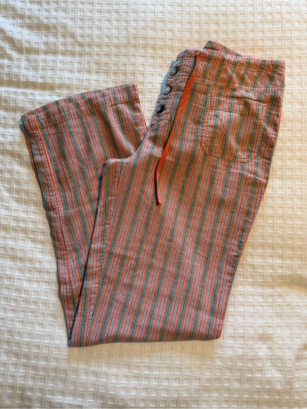 Sundance Coral and Teal Striped Trousers